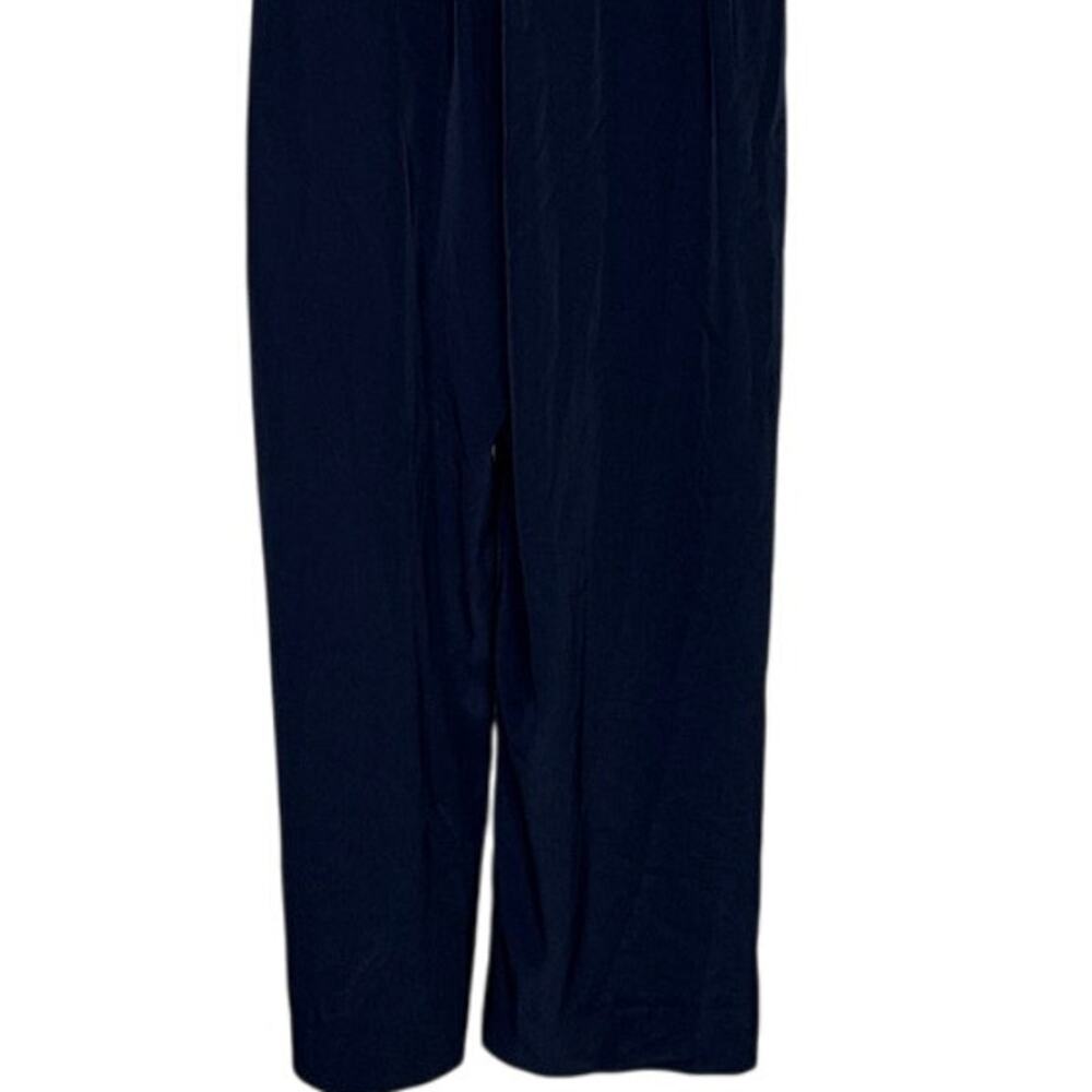 J Crew Sleeveless Satin Effect OnePiece Jumpsuit Elastic Tie Waist Pocket 6 Blue - Picture 8 of 15